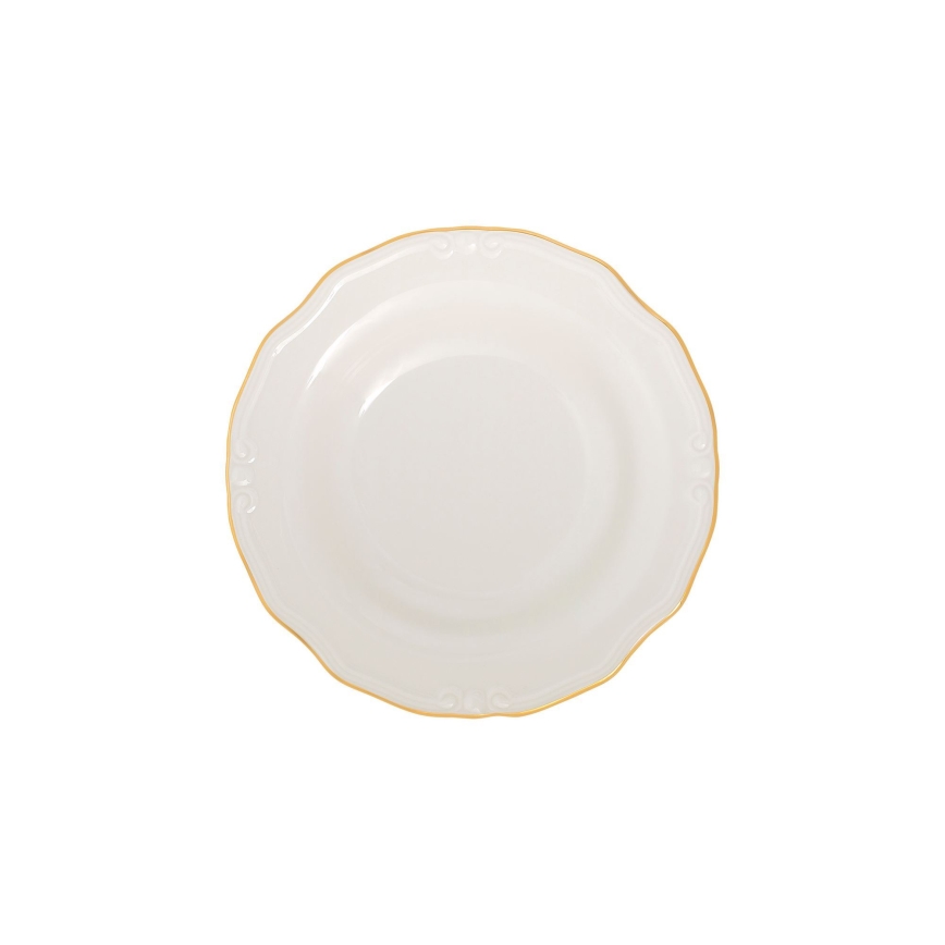 24-teiliges Tafelservice, Weiß/Gold, Porzellan