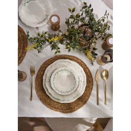 24-teiliges Tafelservice, weiß/grün, Porzellan