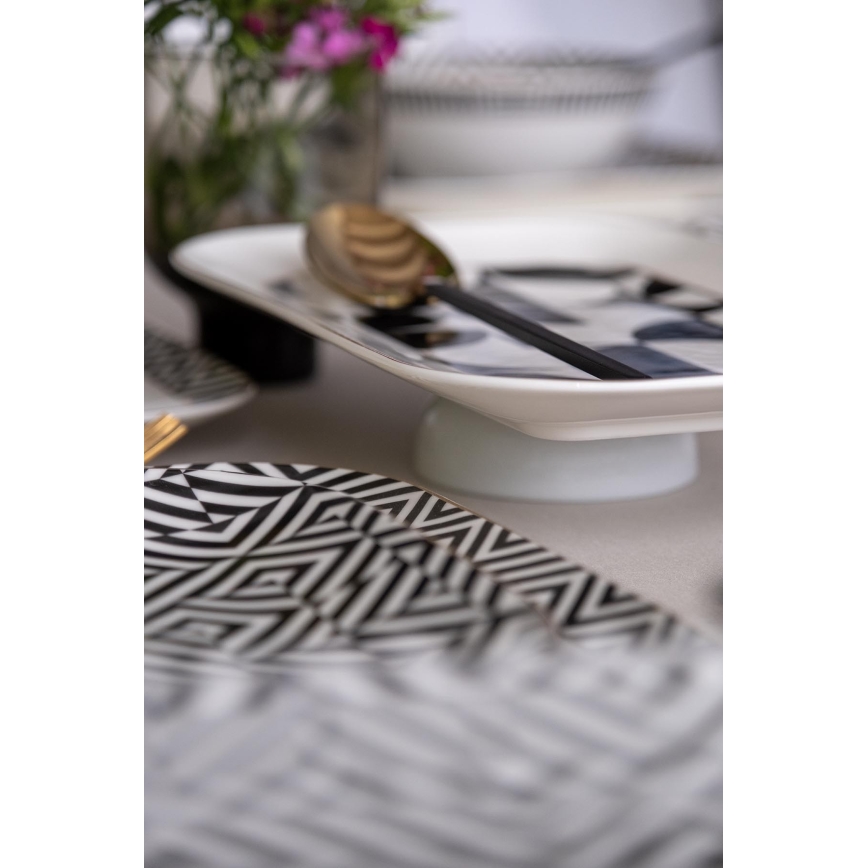 26-teiliges Geschirrset, weiß/schwarz, Porzellan