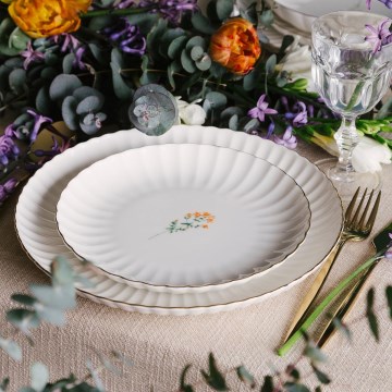 27-teiliges Geschirrset, Weiß/Gold, Porzellan