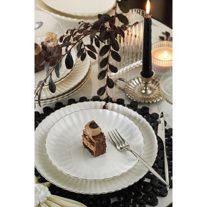 27-teiliges Porzellan-Tafelservice, weiß/silber