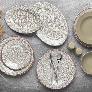 29-teiliges Tafelservice, braun/grün, Porzellan