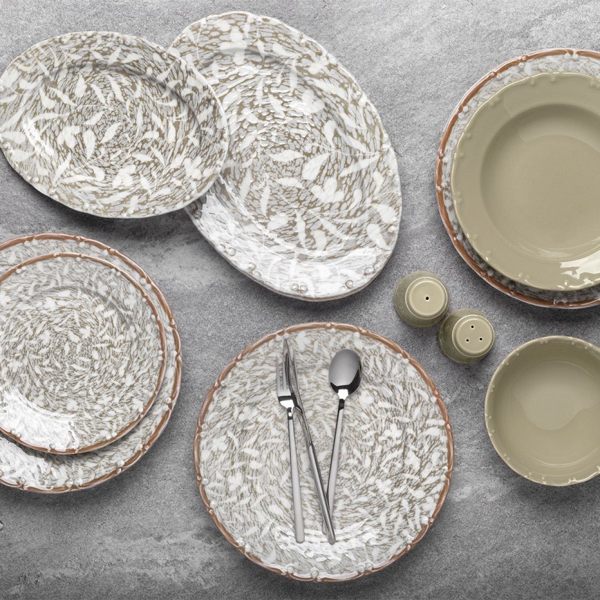 29-teiliges Tafelservice, braun/grün, Porzellan