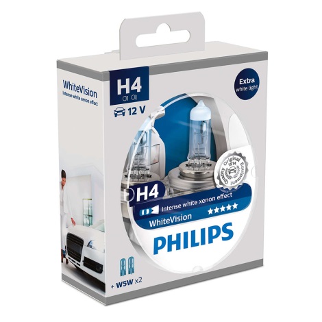 2er SET - Autoglühbirne Philips WHITEVISION 12342WHVSM H4 PX26d/60W/55W/12V