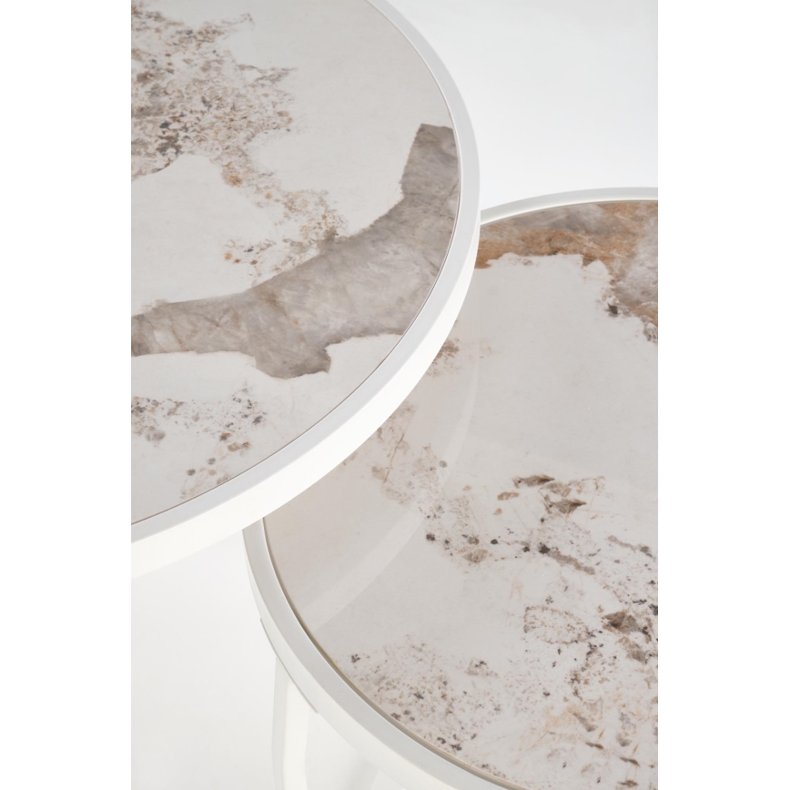 2er-Set Couchtisch AURORO beige/weiß