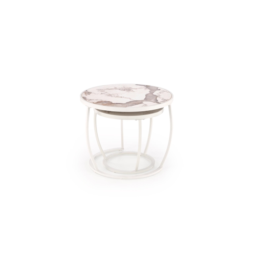 2er-Set Couchtisch AURORO beige/weiß