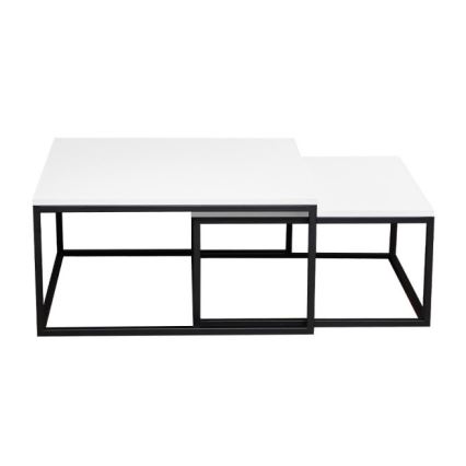 2er-Set Couchtisch DUAL 76x76/66x66 cm schwarz/weiß