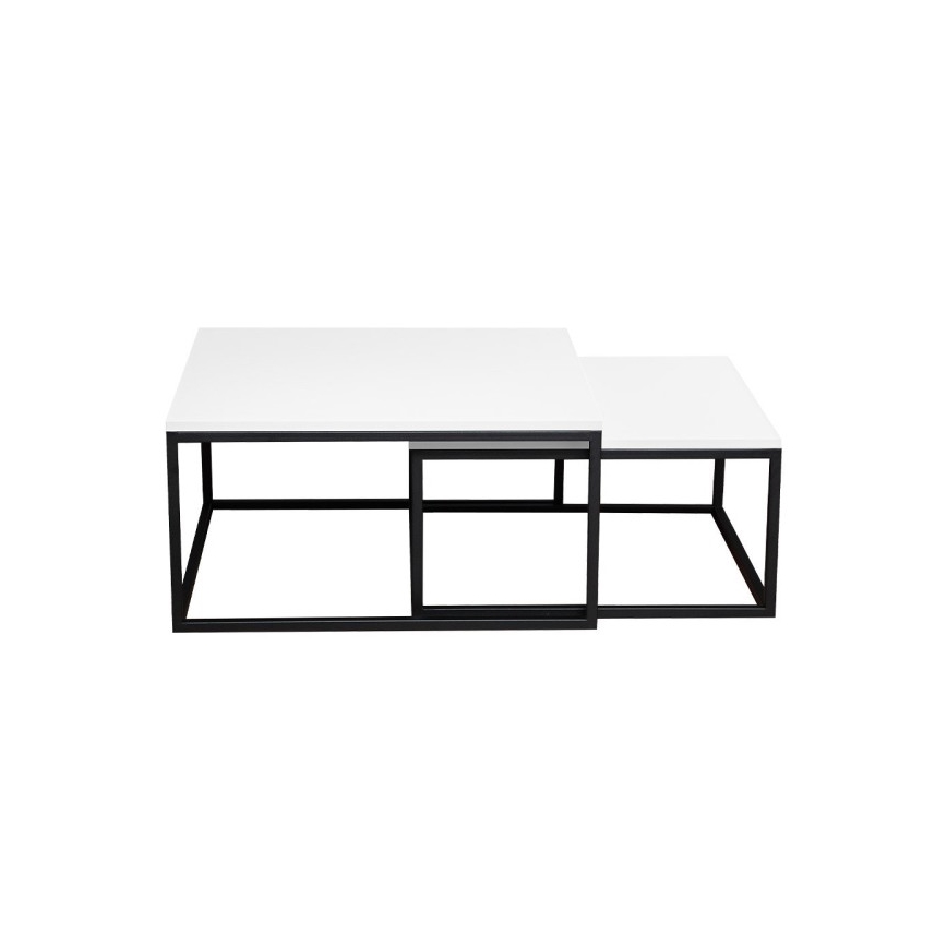 2er-Set Couchtisch DUAL 76x76/66x66 cm schwarz/weiß