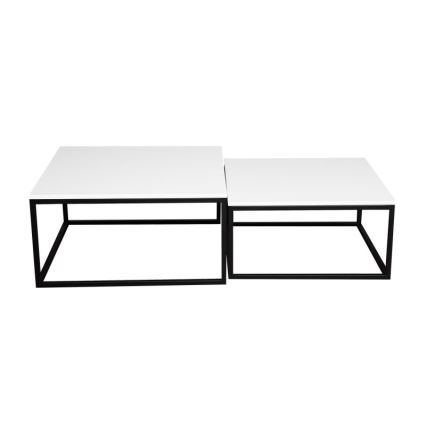 2er-Set Couchtisch DUAL 76x76/66x66 cm schwarz/weiß
