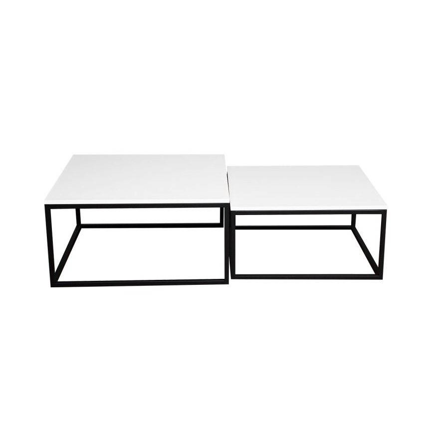 2er-Set Couchtisch DUAL 76x76/66x66 cm schwarz/weiß
