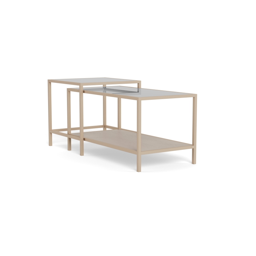 2er-Set Couchtisch SARON 90x50 cm grau/transparent