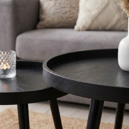 2er-Set Couchtische VERDE, Ø 60/38 cm, schwarz