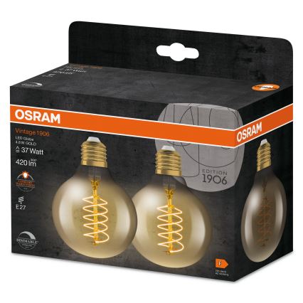 2er-Set dimmbare LED-Lampen VINTAGE FILAMENT E27/4,8W/230V 2200K - Osram