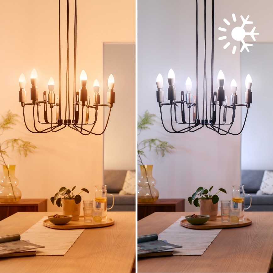 Set 2x Philips SMART LED RGB, dimmbar, C37, E14, 4,9 W, 230 V, 2200–6500 K, CRI 90