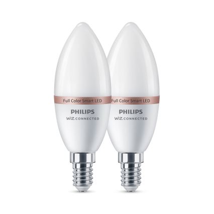 Set 2x Philips SMART LED RGB, dimmbar, C37, E14, 4,9 W, 230 V, 2200–6500 K, CRI 90