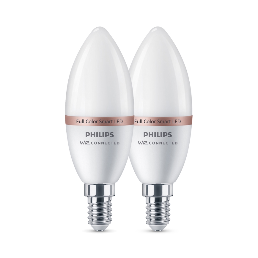 Set 2x Philips SMART LED RGB, dimmbar, C37, E14, 4,9 W, 230 V, 2200–6500 K, CRI 90