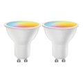 2er-Set dimmbarer LED RGBW-Reflektorlampen GU10/6,5W/230V 2700-6500K + Fernbedienung - Aigostar
