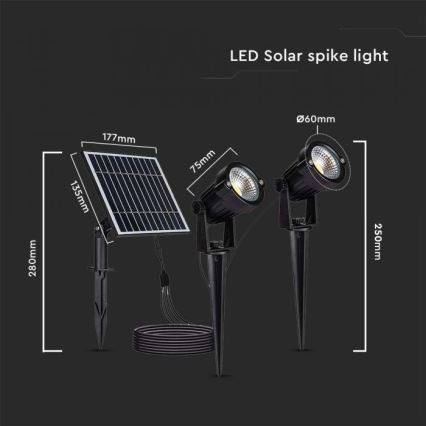 2er-Set LED-Außen-Solarlampen 2xLED/1,2W/3,7V IP65 3000K 4000 mAh