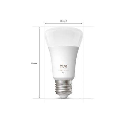 2er-Set dimmbares LED-Leuchtmittel Philips Hue WHITE AND COLOR AMBIANCE E27/6W/230V 1000-20000K