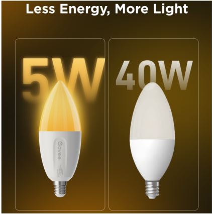 2er-Set dimmbarer LED-RGBWW-Glühbirnen MATTER E14/5W/230V 2700-6500K Wi-Fi - Govee
