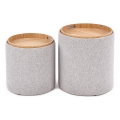 2er-Set Sitzhocker AVIKO, Ø 38/45 cm, grau/beige