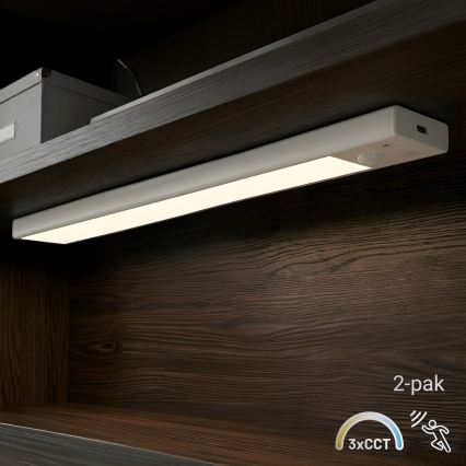 2er-Set wiederaufladbare LED-Möbelbeleuchtung mit Bewegungs- und Dämmerungssensor VIRO LED/1,2W/3,7V 800 mAh 3000/4000/6500K 30 cm weiß