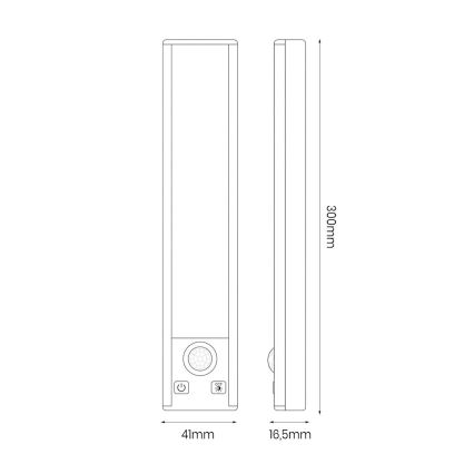 2er-Set wiederaufladbare LED-Möbelbeleuchtung mit Bewegungs- und Dämmerungssensor VIRO LED/1,2W/3,7V 800 mAh 3000/4000/6500K 30 cm weiß