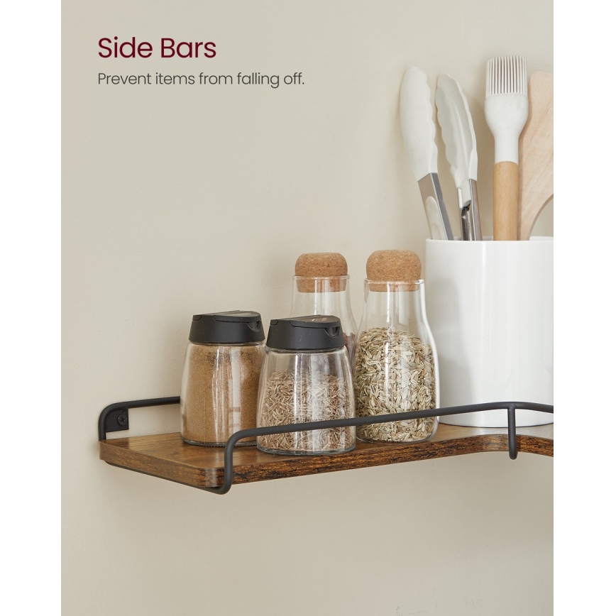 2er-Set Wandregale SHELFY, 40 x 10 x 29 cm, Braun/Schwarz