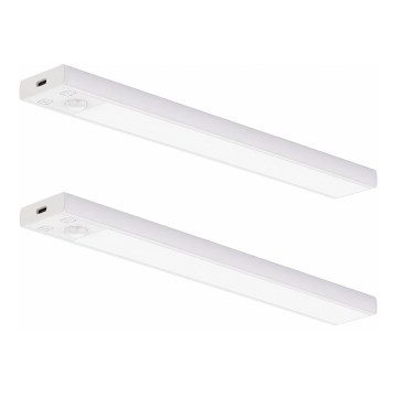 2er-Set wiederaufladbare LED-Möbelbeleuchtung mit Bewegungs- und Dämmerungssensor VIRO LED/1,2W/3,7V 800 mAh 3000/4000/6500K 30 cm weiß