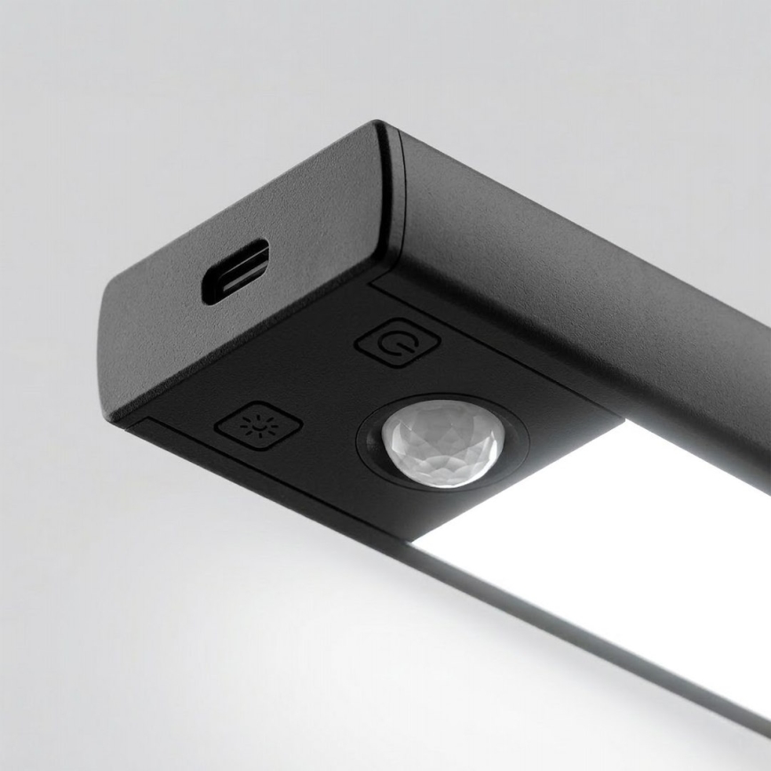 2er-Set wiederaufladbare LED-Möbelbeleuchtung mit Bewegungs- und Dämmerungssensor VIRO LED/1,2W/3,7V 800 mAh 3000/4000/6500K 30 cm schwarz