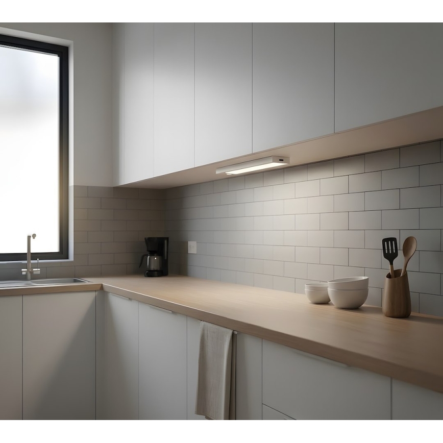 2er-Set wiederaufladbare LED-Möbelbeleuchtung mit Bewegungs- und Dämmerungssensor VIRO LED/1W/3,7V 800 mAh 3000/4000/6500K 20 cm weiß