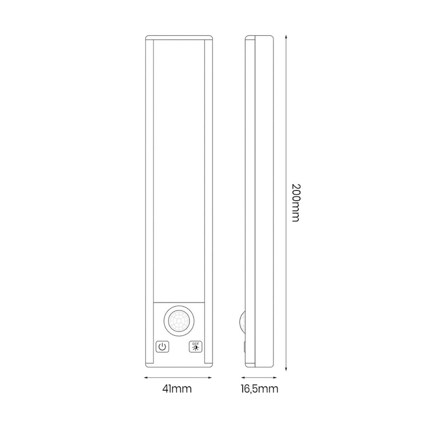 2er-Set wiederaufladbare LED-Möbelbeleuchtung mit Bewegungs- und Dämmerungssensor VIRO LED/1W/3,7V 800 mAh 3000/4000/6500K 20 cm weiß