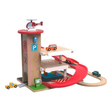 2Kids Toys - Holzgarage mit Zugstrecke