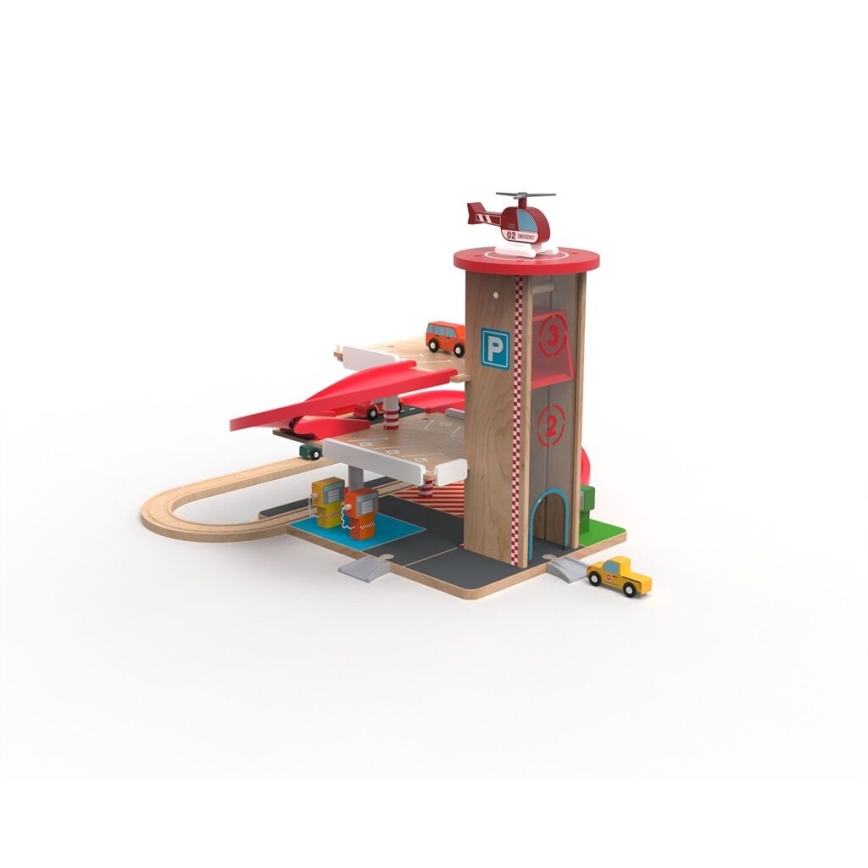 2Kids Toys - Holzgarage mit Zugstrecke