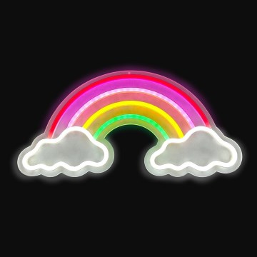2Kids Toys - LED-Neon-Wanddekoration LED/5W/USB Regenbogen mit Wolken