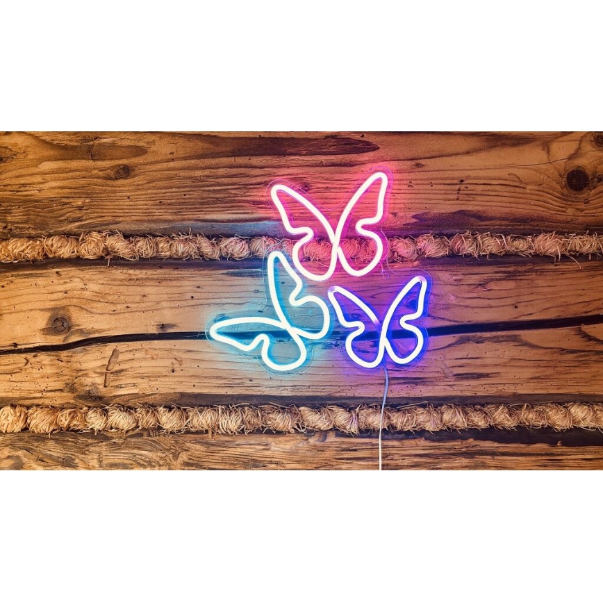 2Kids Toys - LED-Neon-Wanddekoration LED/5W/USB Schmetterlinge