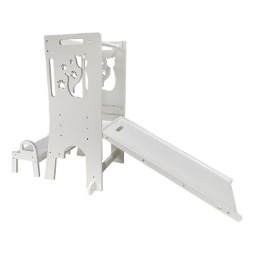 2Kids Toys - Mitwachsender Lernturm Katze mit Rutsche und Tafel