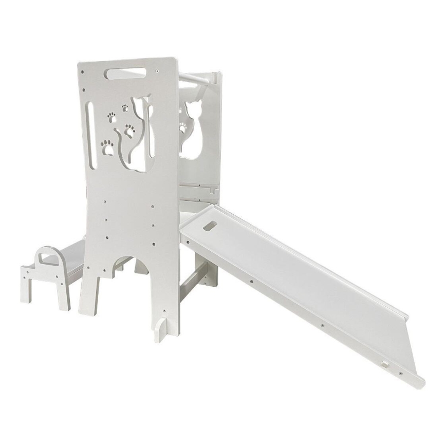 2Kids Toys - Mitwachsender Lernturm Katze mit Rutsche und Tafel