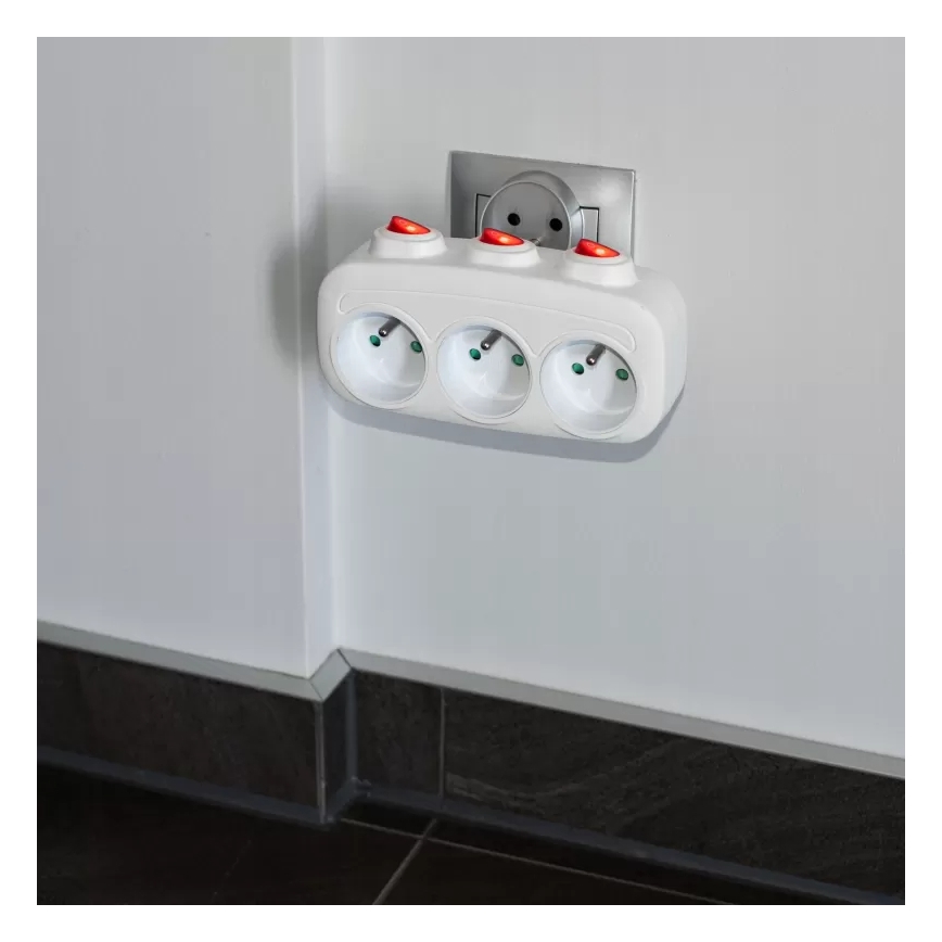 3-fach-Steckdosenleiste mit Schaltern
