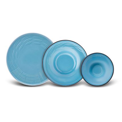 3-teiliges Tafelservice, blau/Porzellan