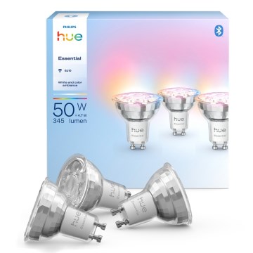 3er-Set dimmbares LED-Leuchtmittel Philips Hue White And Color Ambiance Essential GU10/4,7W/230V 2200-6500K