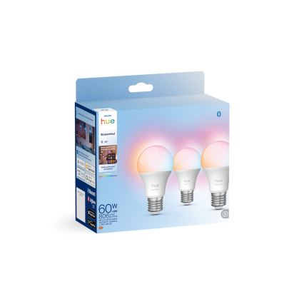 3er-Set dimmbare LED-Lampen Philips Hue White And Color Ambiance Essential E27/8W/230V 2200-6500K