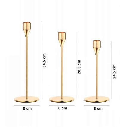 3er-Set Kerzenhalter, goldfarben