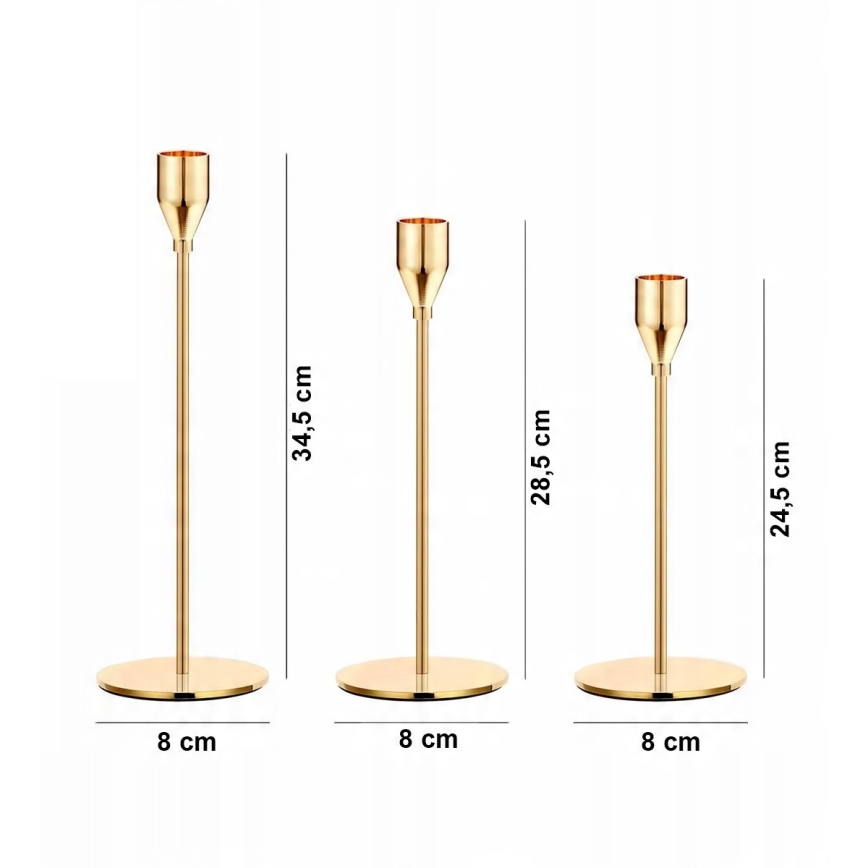 3er-Set Kerzenhalter, goldfarben