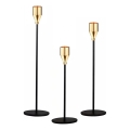 3er-Set Kerzenhalter, schwarz/gold