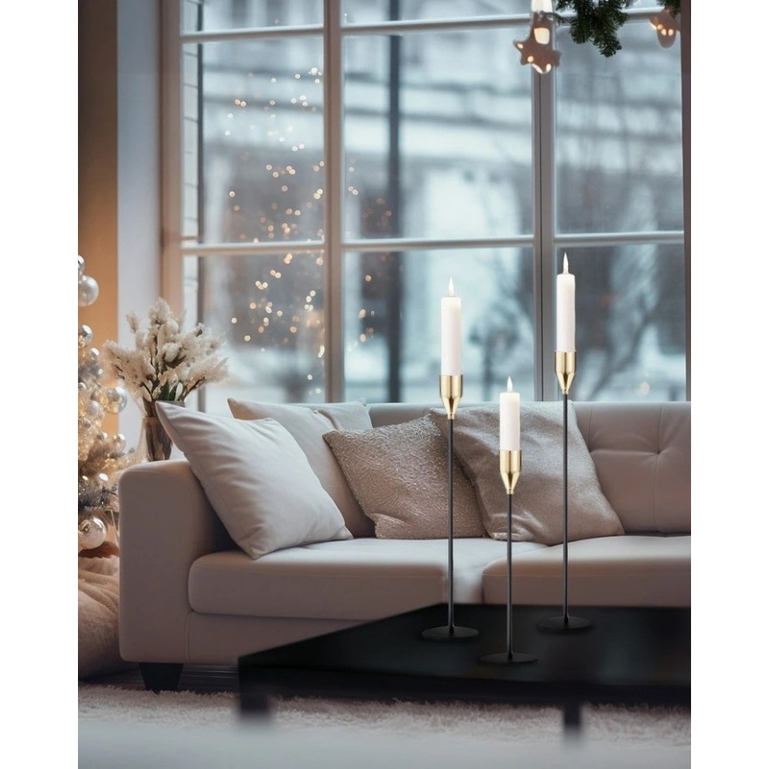 3er-Set Kerzenhalter, schwarz/gold