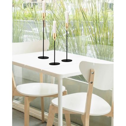 3er-Set Kerzenhalter, schwarz/gold