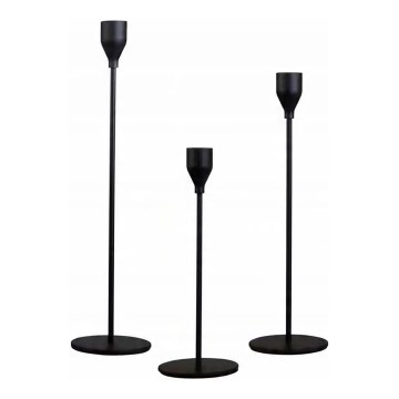 3er-Set Kerzenhalter, schwarz