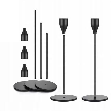 3er-Set Kerzenhalter, schwarz