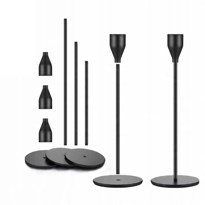 3er-Set Kerzenhalter, schwarz